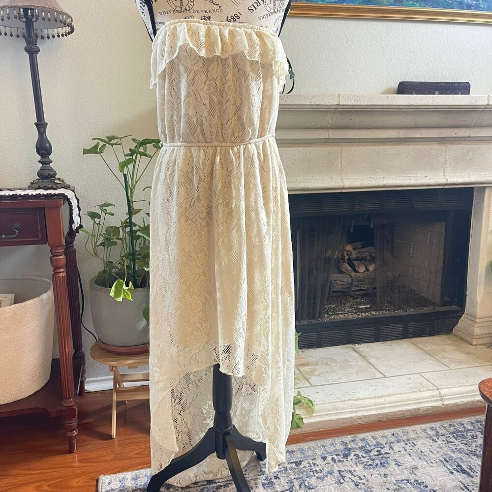 NWT Three Pink Hearts Tube Dress High Low Lace Fairy XL (juniors)